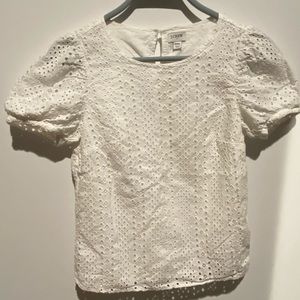 J. Crew White Eyelet Lace Top
